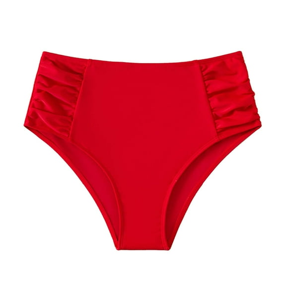 Oplxuo Women's High Waisted Bikini Bottoms Tummy Control Ruched Bathing Suit Full Coverage Tankini Swim Briefs