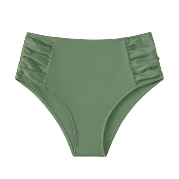 Oplxuo Women's High Waisted Bikini Bottoms Tummy Control Ruched Bathing Suit Full Coverage Tankini Swim Briefs