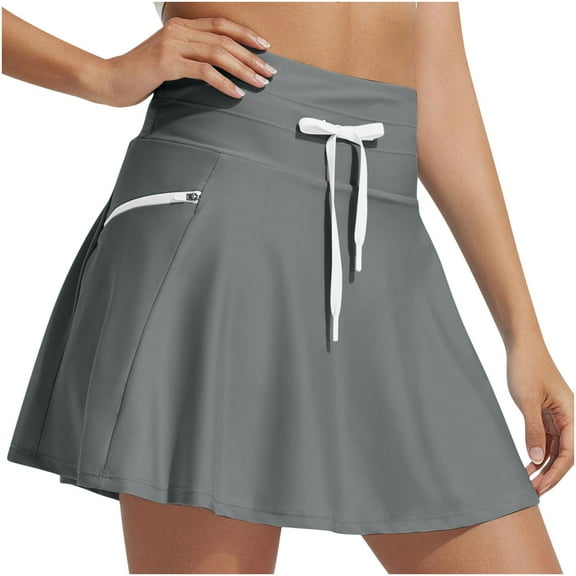 Oplxuo Women's High Waisted Swim Skirt with Liner & Zipper Pockets, Drawstring Tummy Control Bathing Suit Tankini Bottoms