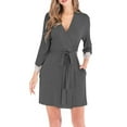 thumbnail image 1 of Oplxuo Women's Lace Trim Modal Robe, Soft Loungewear Short Bathrobe Nightgown With Pockets, 1 of 6