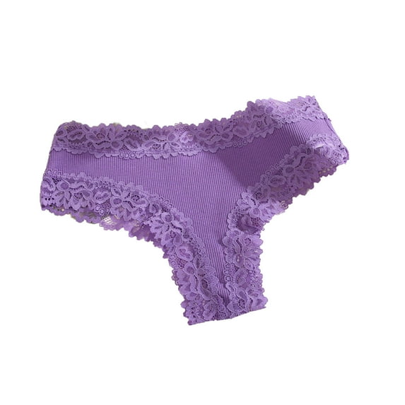 Oplxuo Women's Lace Trim Sexy Low Rise Underwear Cheeky Panties Stretch Soft Breathable Cotton Briefs