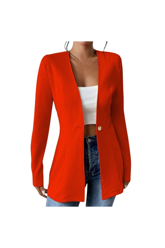 Women's Linen Blazer Lightweight Long Sleeve Shawl Lapel Suit Jacket Coat for Office Work Travel
