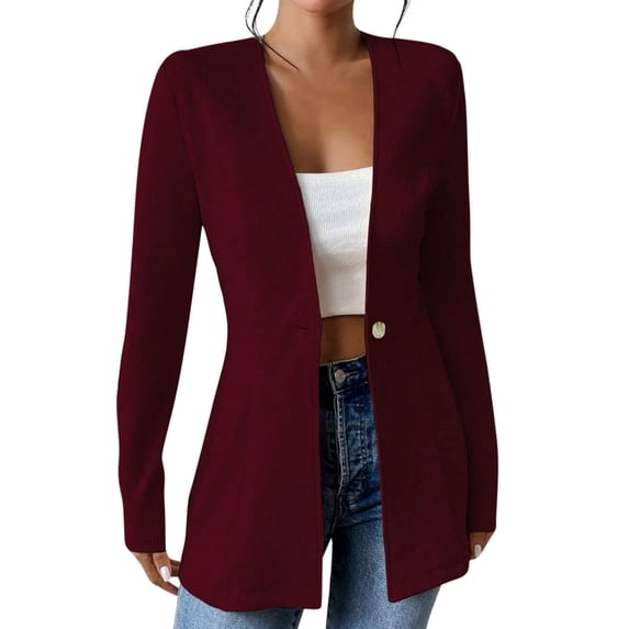 Oplxuo Women's Linen Blazer Lightweight Long Sleeve Shawl Lapel Suit Jacket Coat for Office Work Travel