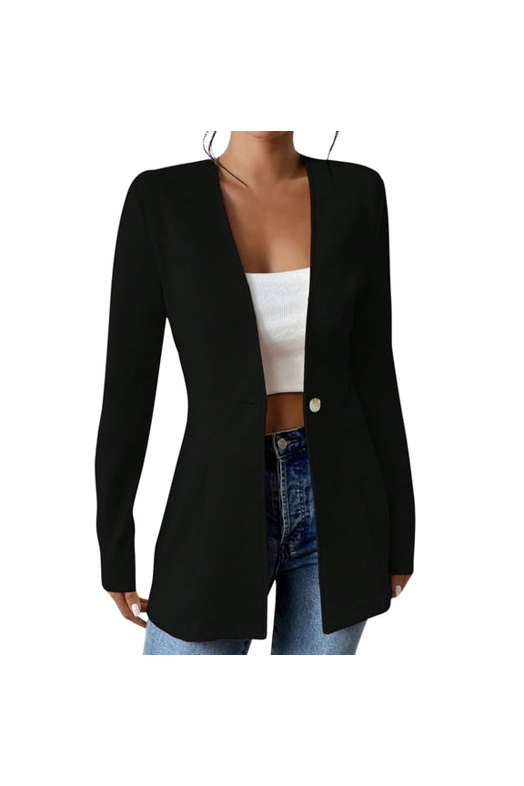 Women's Linen Blazer Lightweight Long Sleeve Shawl Lapel Suit Jacket Coat for Office Work Travel