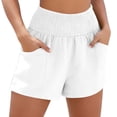 thumbnail image 1 of Oplxuo Women's Linen Shorts Casual Summer Shorts High Waisted Comfy Pull On Shorts with Pockets Solid Color Beach Cover Ups, 1 of 4