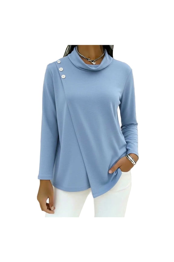 Women's Long Sleeve Cowl Neck Sweater Pullover Turtleneck Casual Loose Sweatshirts Tunic Tops