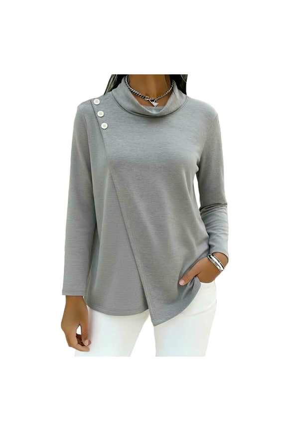 Women's Long Sleeve Cowl Neck Sweater Pullover Turtleneck Casual Loose Sweatshirts Tunic Tops