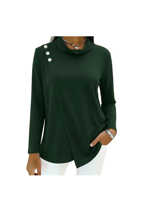 Women's Long Sleeve Cowl Neck Sweater Pullover Turtleneck Casual Loose Sweatshirts Tunic Tops