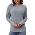 thumbnail image 1 of Oplxuo Women's Long Sleeve Shirts Crewneck Cotton Basic T-Shirt Solid Color Soft Comfy Casual Tops Tees for Women, 1 of 6