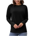 thumbnail image 1 of Oplxuo Women's Long Sleeve Shirts Crewneck Cotton Basic T-Shirt Solid Color Soft Comfy Casual Tops Tees for Women, 1 of 6