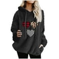 thumbnail image 1 of Oplxuo Women's Love Print Fleece Sweatshirt Winter Casual Long Sleeve Drawstring Chunky Hoodies Comfy Fuzzy Top with Pockets, 1 of 5