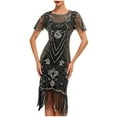 thumbnail image 1 of Oplxuo Women's Luxury Sequins Embroidered Tassels Cocktail Dress Vintage 1920s Flapper Glitter Party Rumba Ballroom Costume, 1 of 3