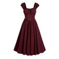 thumbnail image 1 of Oplxuo Women's Medieval Renaissance Corset Dress Gothic Square Neck Sleeveless Victorian Laceup A-Line Cosplay Dress, 1 of 5
