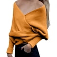 thumbnail image 1 of Oplxuo Women's Off Shoulder Wrap V Neck Cropped Sweaters Shawl, Sexy Fall Winter Long Sleeve Cross Front Knitted Pullovers, 1 of 4