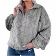 thumbnail image 1 of Oplxuo Women's Oversized Fuzzy Fleece Half Zipper Sweatshirt, Loose Solid Color Long Sleeve Pullover Cozy Winter Tops, 1 of 4