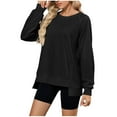 thumbnail image 1 of Oplxuo Women's Oversized Sweatshirts Crew Neck Long Sleeve Side Slit Pullovers Sweatshirt Casual Fall Clothes Sweater, 1 of 7