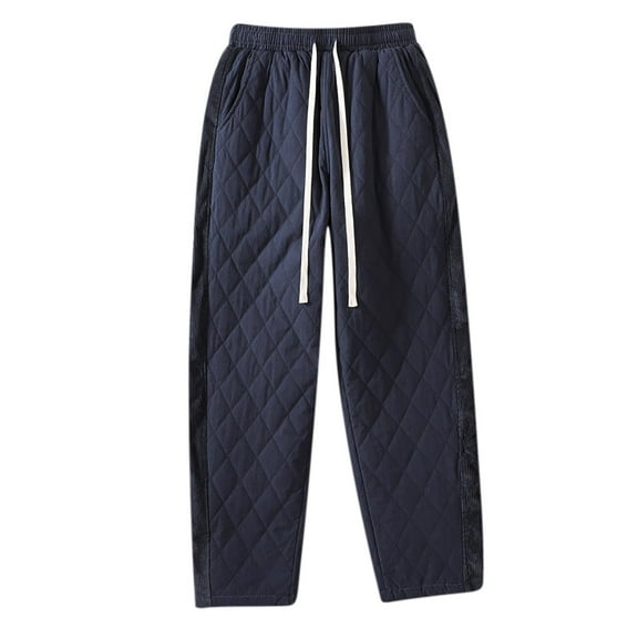 Oplxuo Women's Padded Quilted Down Pants - Drawstring Waist Winter Warm Windproof Casual Ski Snow Trousers with Pockets