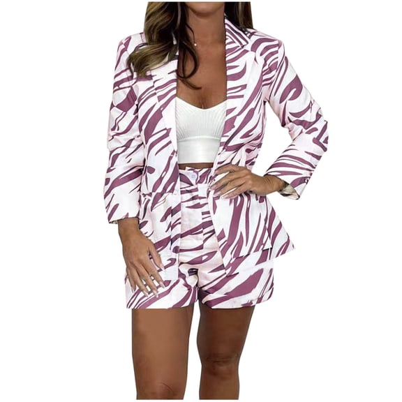 Oplxuo Women's Plus Size 2 Piece Blazer Sets Dressy Long Sleeve Suit Jacket Matching Shorts Stylish Business Casual Outfits