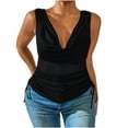 thumbnail image 1 of Oplxuo Women's Plus Size Cowl Neck Tank Top Dressy Deep V Sexy Blouse Sleeveless Summer Business Going Out Shirts, 1 of 5