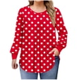 thumbnail image 1 of Oplxuo Women's Plus Size Crew Neck Long Sleeve Tops Lightweight Blouse for Casual & Going Out, Solid & Floral, 1 of 5