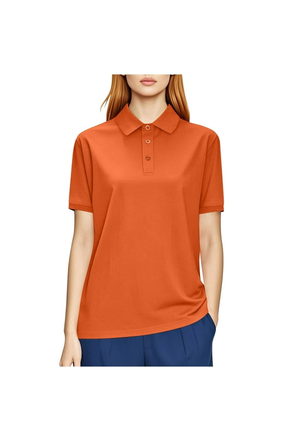 Women's Polo Shirts Cotton 3-Button Short Sleeve Collared Tops Summer Cool Shirt Uniform Casual Shirts