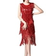 thumbnail image 1 of Oplxuo Women's Sequins Tassel Dance Costume 1920s Sexy Flapper Cocktail Party Dresses Rumba Ballroom Latin Salsa Outfits, 1 of 7