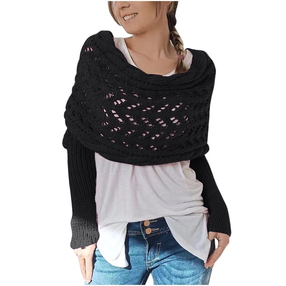 Oplxuo Women's Sexy Hollow Cropped Sweaters Shawl, Fall Winter Long Sleeve Off Shoulder Knitted Pullover Tops Blouses