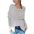 thumbnail image 1 of Oplxuo Women's Sexy Hollow Cropped Sweaters Shawl, Fall Winter Long Sleeve Off Shoulder Knitted Pullover Tops Blouses, 1 of 3