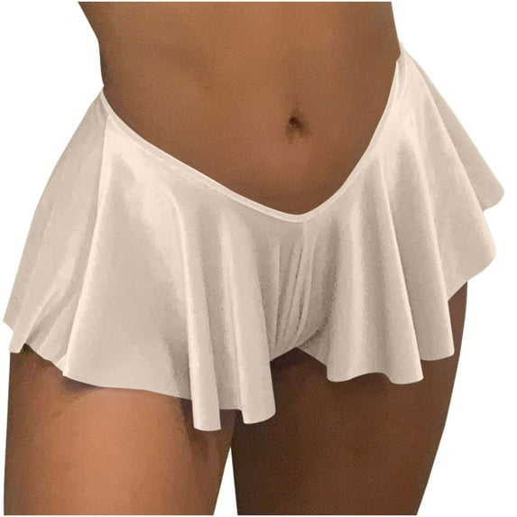 Oplxuo Women's Sexy Low Rise Fluted French Skirt Shorts Knickers Briefs Panties