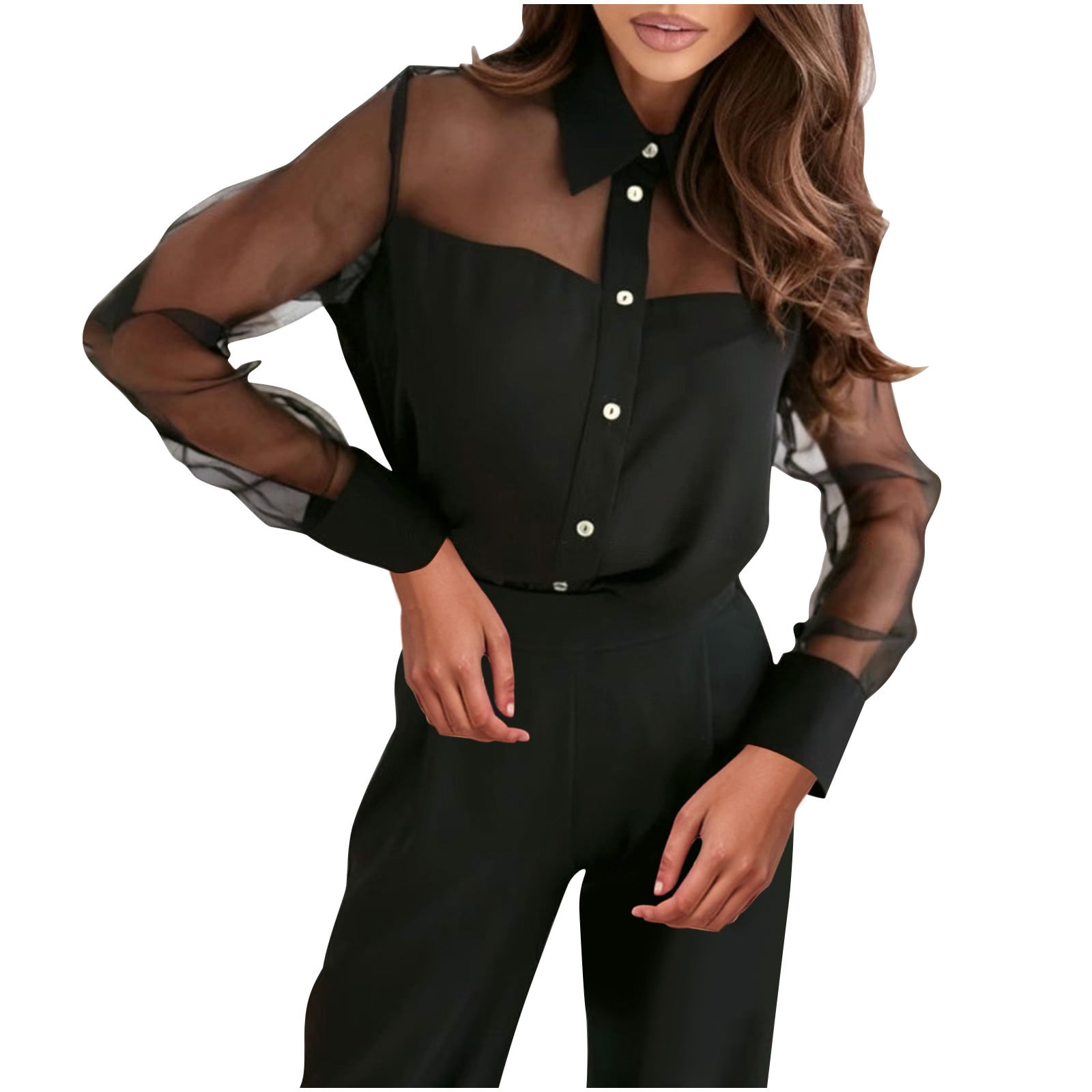 Women Opaque Casual Buttoned Top main image 0