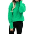 thumbnail image 1 of Oplxuo Women's Soft Fuzzy Turtleneck Knit Sweater 2024 Fall Winter Casual Long Sleeve Pullover Loose Jumpers Tops, 1 of 7