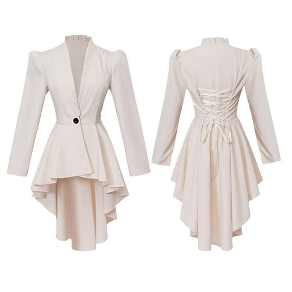 Oplxuo Women's Steampunk Victorian Jacket Coat Medieval Vintage Gothic Tailcoat Long Sleeve Tuxedo Shirt