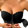 thumbnail image 1 of Oplxuo Women's Strapless Front Closure Bra Non-Slip Padded Bandeau Bras Scalloped Trim Seamless Tube Top Bralette, 1 of 5