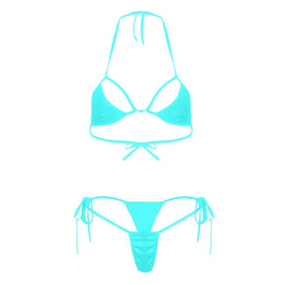 Oplxuo Women's Strappy Micro Bikini Sets Sexy Halter Triangle Tie Side String 2 Piece Bathing Suit Cheeky Lingerie Swimsuits