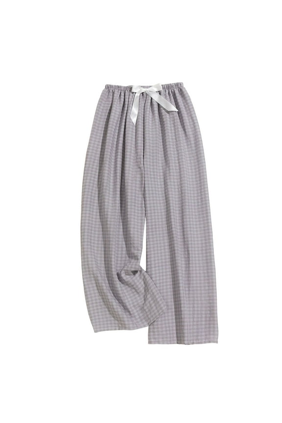 Women's Striped Gingham Boxer Pants Cotton Pajama Lounge Pj Casual Plaid Trousers Y2K Beach Bottoms with Pockets