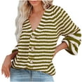 thumbnail image 1 of Oplxuo Women's Striped Open Front Sweater Cardigans - 2025 Fall Winter Long Sleeve Long Knitted Outerwear Coats, 1 of 2