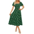 thumbnail image 1 of Oplxuo Women‘s Summer Boho Floral Midi Dress 2025 Casual Short Sleeve Square Neck Flowy Beach Vacation Long Dress, 1 of 7
