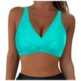 thumbnail image 1 of Oplxuo Women's Twist Front Bikini Tops V Neck Push Up Padded Cropped Beach Tank Swimwear Top Only (No Bottom), 1 of 4