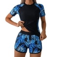 thumbnail image 1 of Oplxuo Women's Two Piece Rash Guard Short Sleeve Swim Shirts UPF 50+ Swimsuit with Boyshorts, 1 of 4