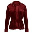 thumbnail image 1 of Oplxuo Women's Velvet Trucker Jacket, Casual Button Down Long Sleeve Cropped Cargo Shacket Tops Outerwear with Pockets, 1 of 4