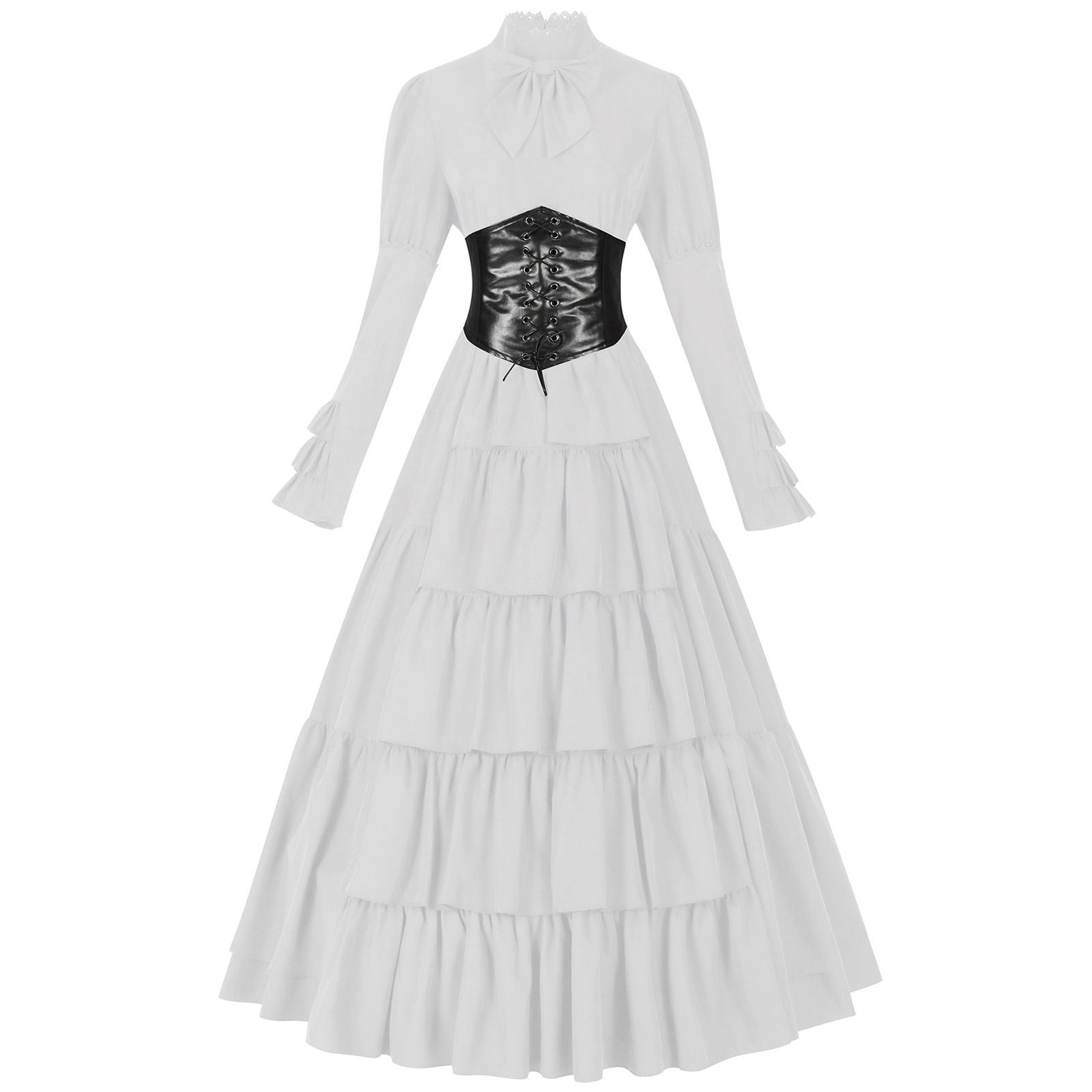 Oplxuo Women s Victorian Corset Dress Vintage Floor Lenght Ruffle Layered Medieval Gothic Rococo Ball Gown Cosplay Dresses