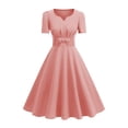 thumbnail image 1 of Oplxuo Women's Vintage Tea Dress, Short Sleeve Cocktail Party Dress Work Church Casual Dress, 1 of 7
