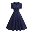 thumbnail image 1 of Oplxuo Women's Vintage Tea Dress, Short Sleeve Cocktail Party Dress Work Church Casual Dress, 1 of 7