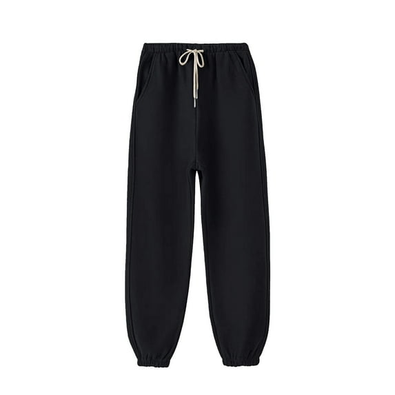 Oplxuo Women's Warm Fleece Drawstring Sweatpants Basic Solid Elastic Waist Causal Joggers Comfort Lounge Pants with Pockets