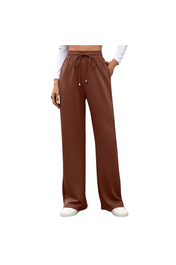 Women's Wide Leg Pants High Waist Drawstring Sweatpants Joggers with Pockets