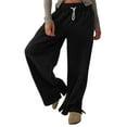 thumbnail image 1 of Oplxuo Women's Wide Leg Split Track Sweatpants, Baggy Drawstring Elastic Waist Comfort Lounge Pants with Pockets, 1 of 6