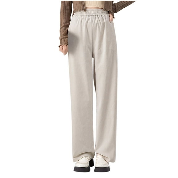 Oplxuo Women's Winter Fleece Lined Sweatpants High Waisted Straight Leg Casual Warm Leisure Pants with Pockets