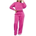 thumbnail image 1 of Oplxuo Womens 2 Piece Sweatsuits Crewneck Pullover Cropped Sweatshirt Matching Jogger Pants Fall Winter Tracksuit with Pocket, 1 of 7