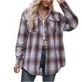 thumbnail image 1 of Oplxuo Womens 2025 Fall Classic Plaid Shirts Casual Button Down Long Sleeve Shacket Jacket Loose Blouses Tops, 1 of 5