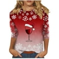 thumbnail image 1 of Oplxuo Womens 3/4 Length Sleeve Tops Funny Christmas Graphic 2025 Crew Neck Holiday Tops Pullover, 1 of 5
